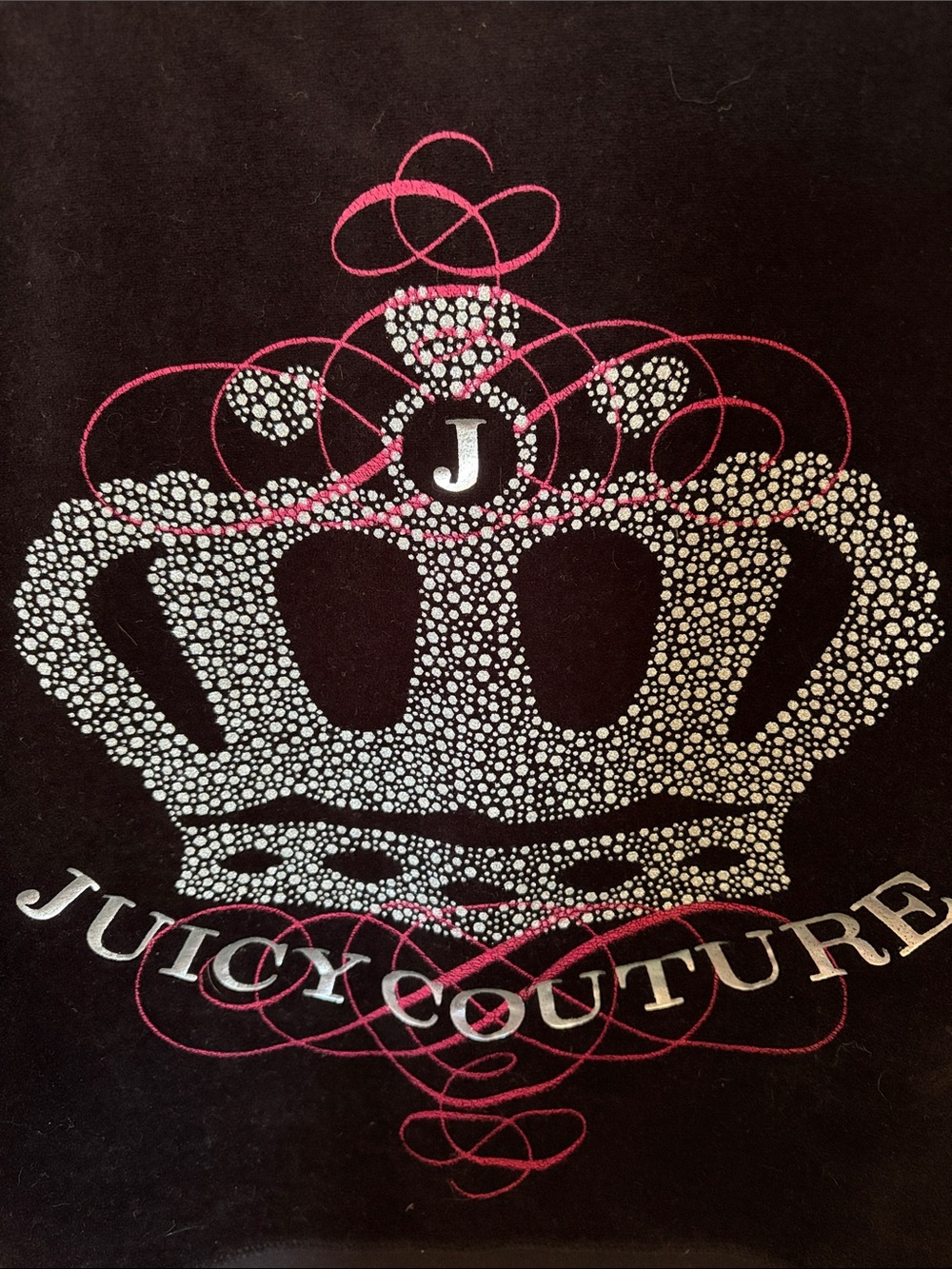 Juicy Couture Black Velour Hoodie with Crown